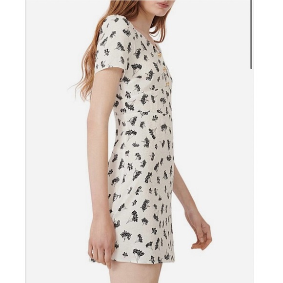 Maje Roseline Coquette Parisian Floral Smocked Back Square Neck Mini Dress Sz XS - Picture 6 of 13